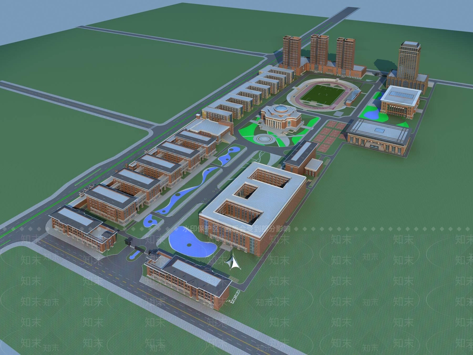 欧式学校外观3D模型下载【ID:1194344394】