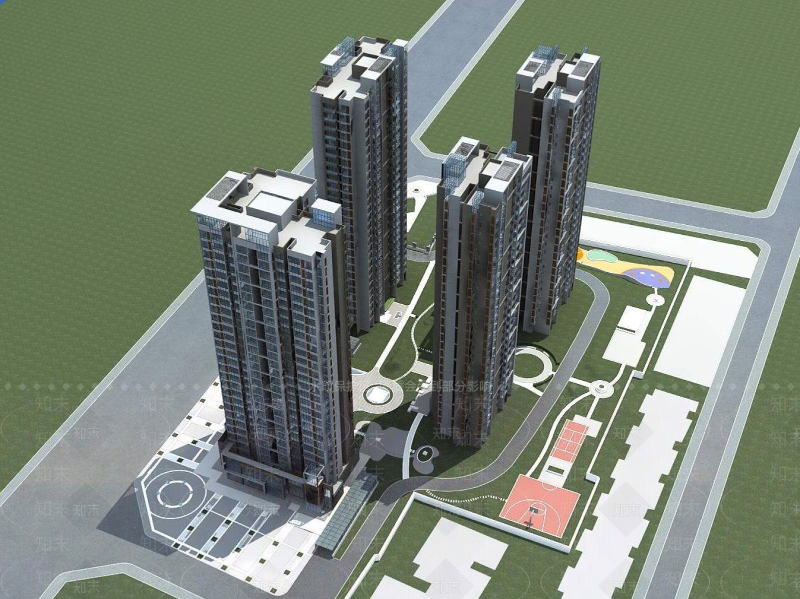 现代高层住宅3D模型下载【ID:1194345123】