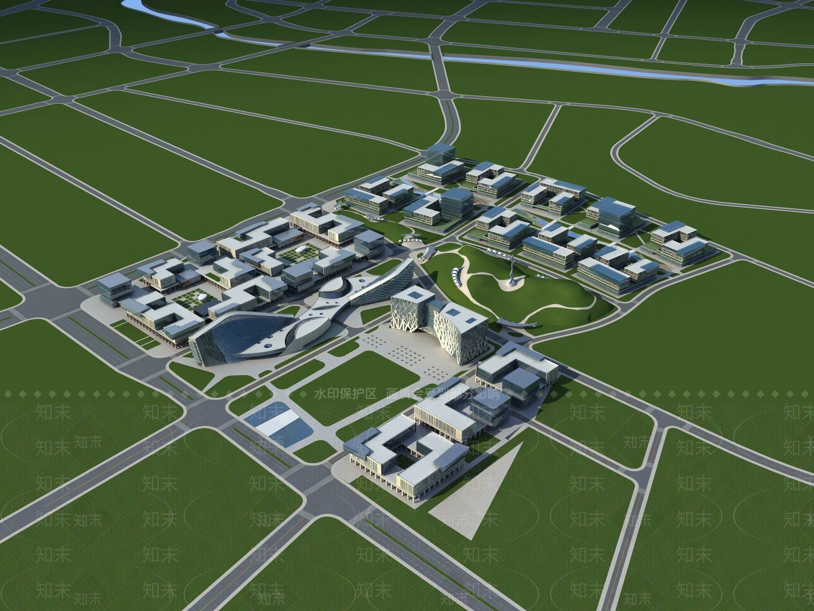 现代办公楼3D模型下载【ID:1194345418】