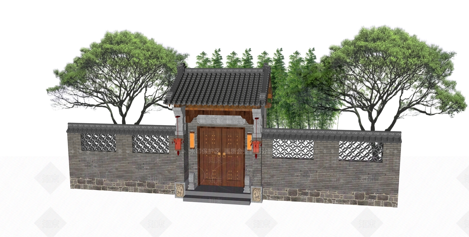 现代庭院门SU模型下载【ID:1194345620】