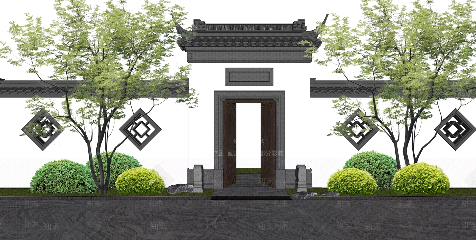 现代庭院门SU模型下载【ID:1194345726】