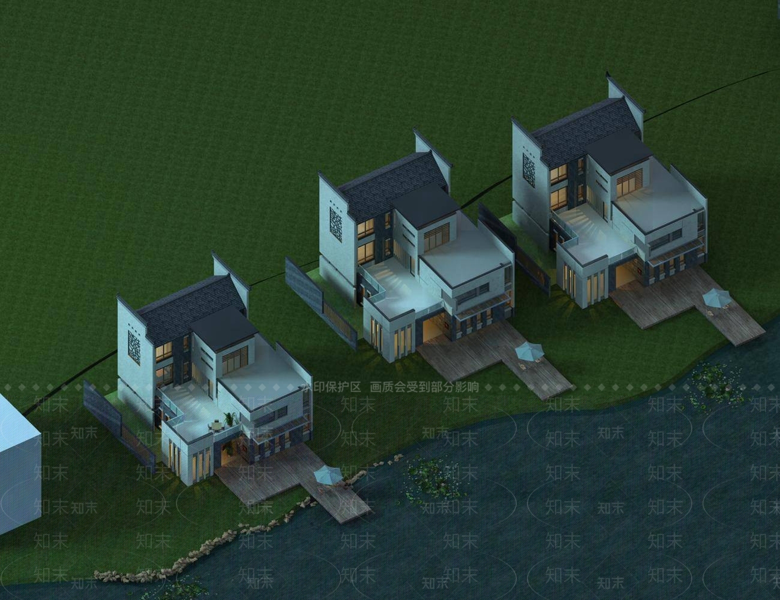 中式别墅外观3D模型下载【ID:1194345810】