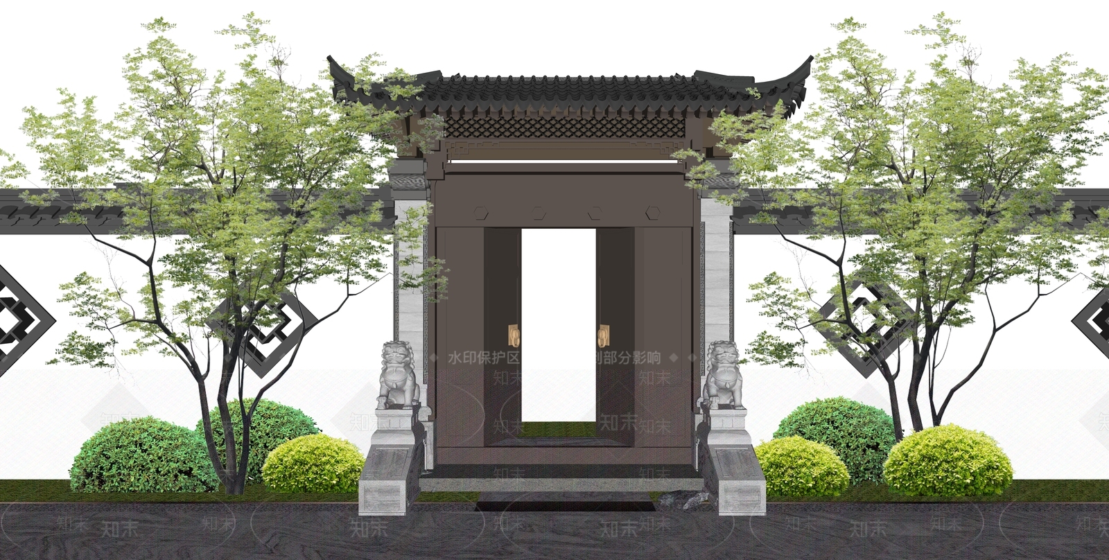 现代庭院门SU模型下载【ID:1194345974】