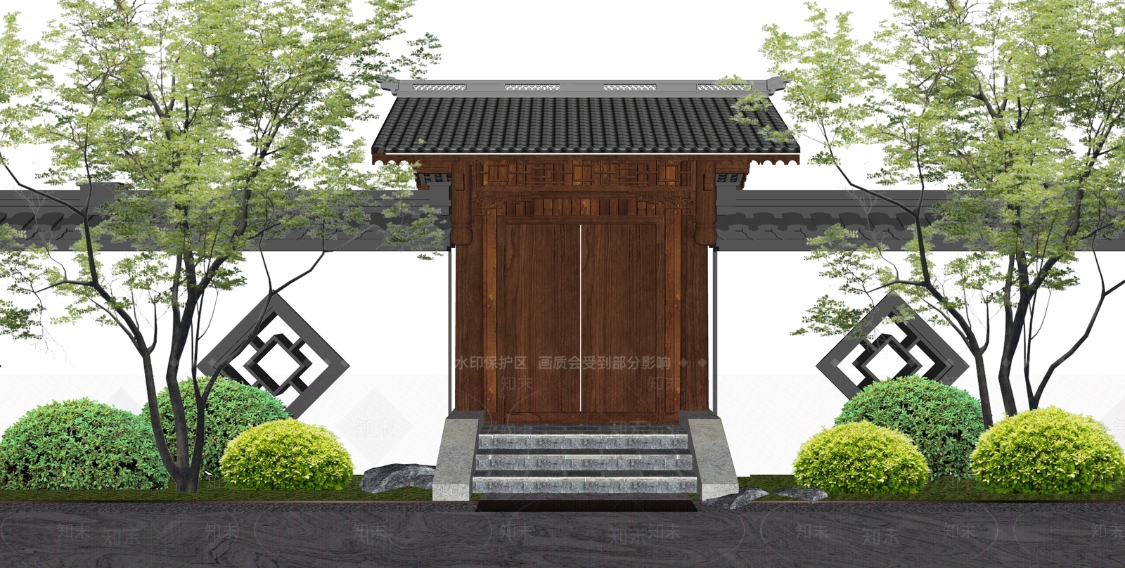 现代庭院门SU模型下载【ID:1194346025】