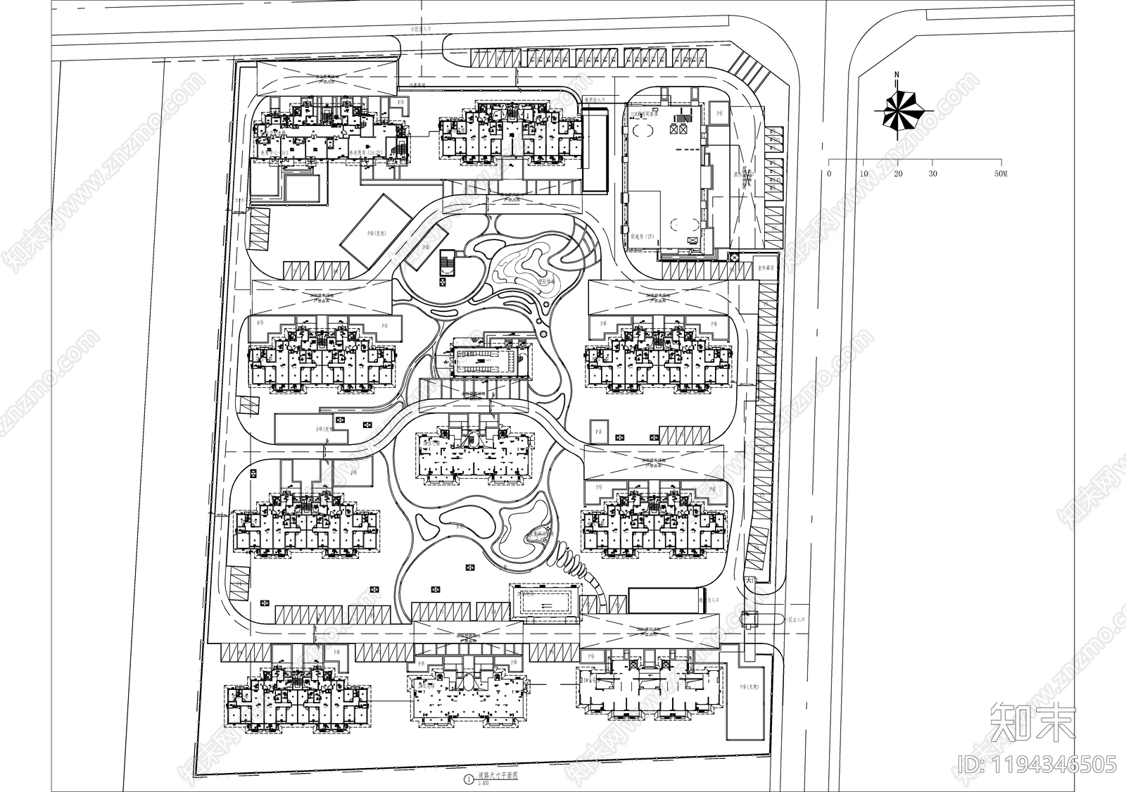 示范区景观cad施工图下载【ID:1194346505】