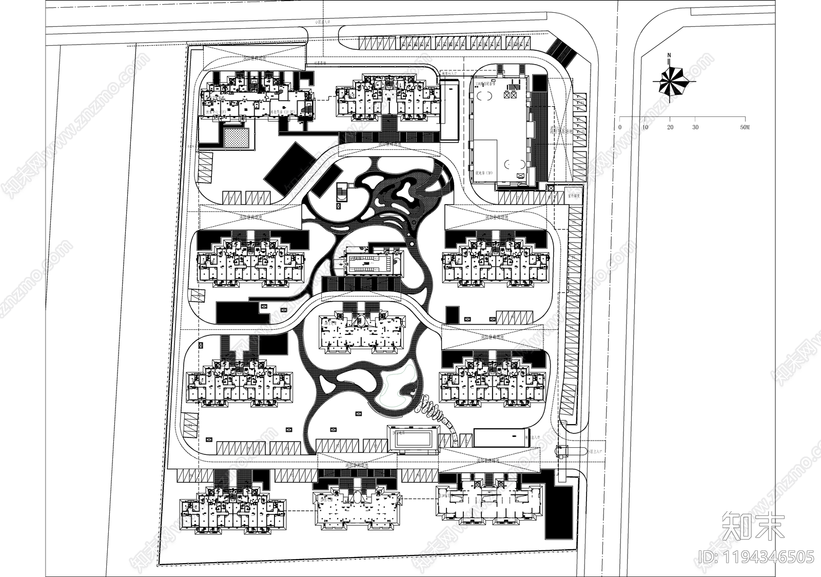 示范区景观cad施工图下载【ID:1194346505】