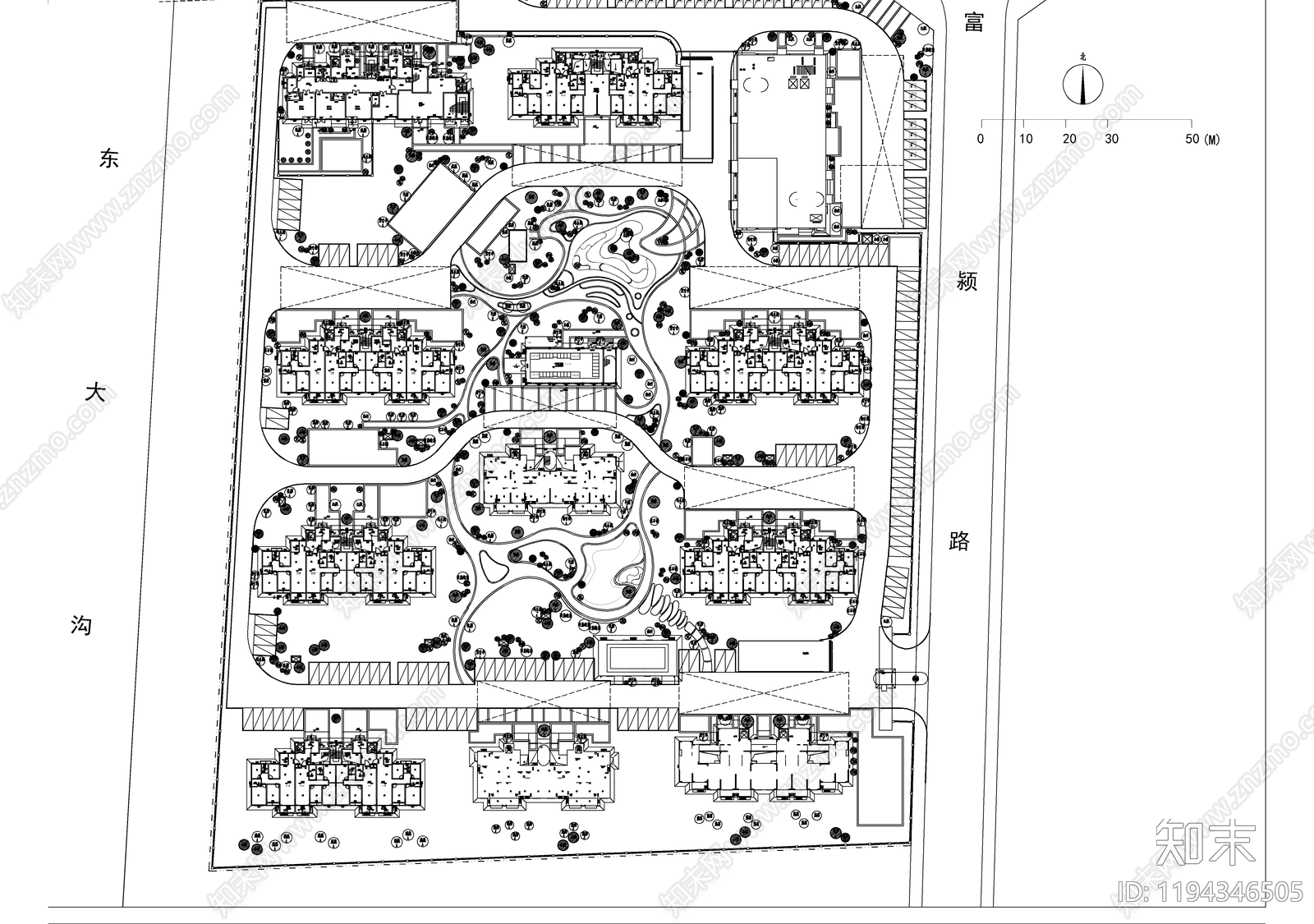 示范区景观cad施工图下载【ID:1194346505】