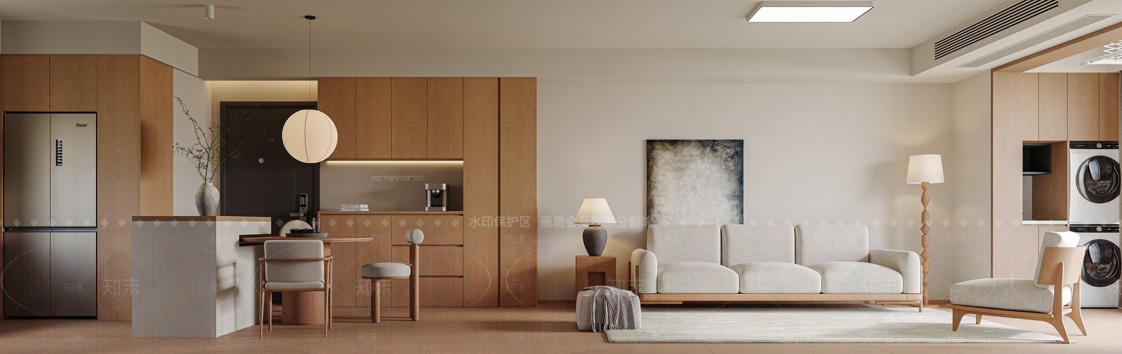 原木北欧家居客厅3D模型下载【ID:1194347382】