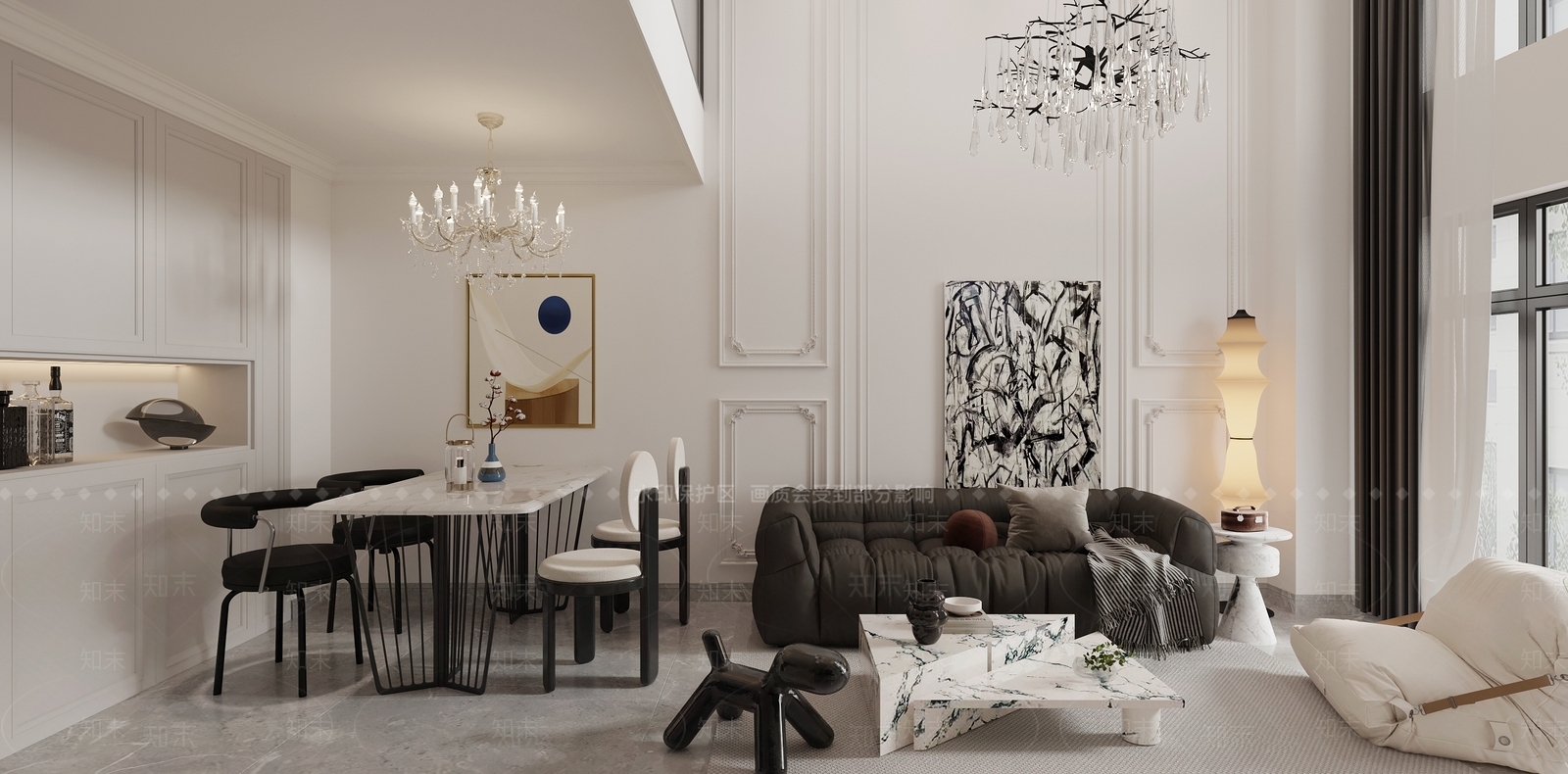 法式简欧挑空客厅3D模型下载【ID:1194348056】