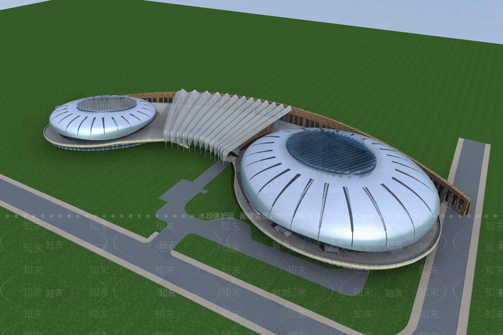 现代体育馆外观3D模型下载【ID:1194348221】