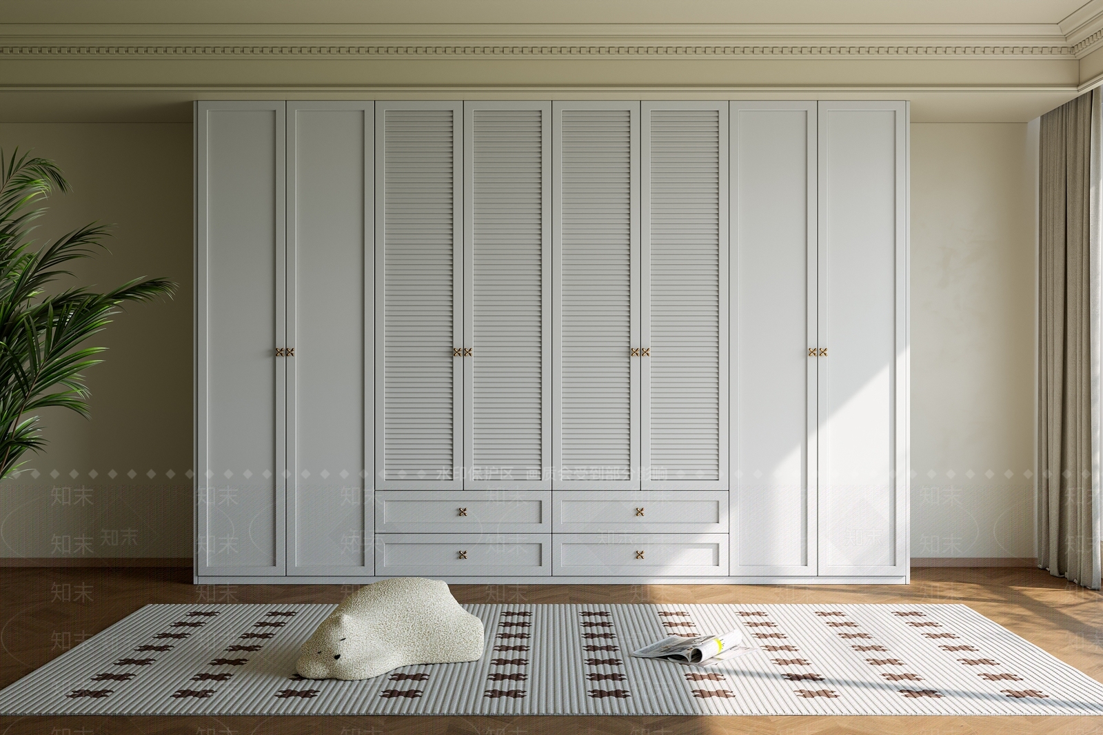 法式衣柜3D模型下载【ID:1194348417】