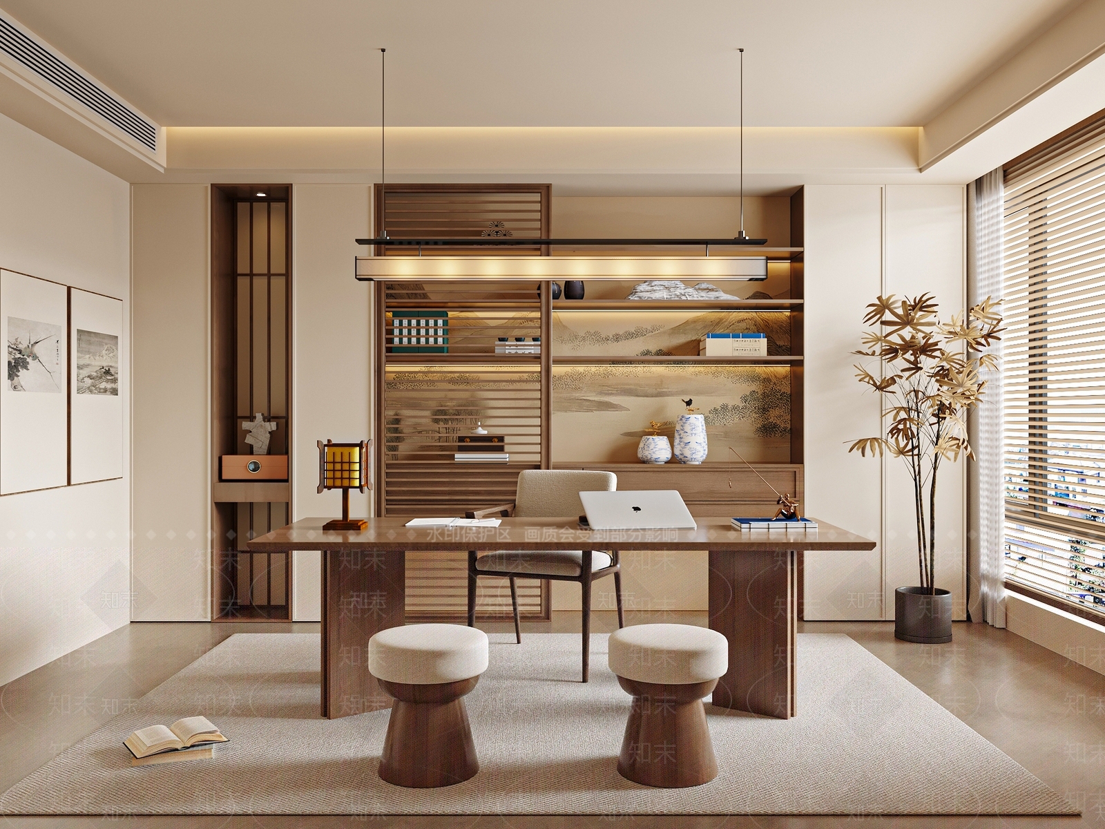 新中式中古宋式书房3D模型下载【ID:1194348780】