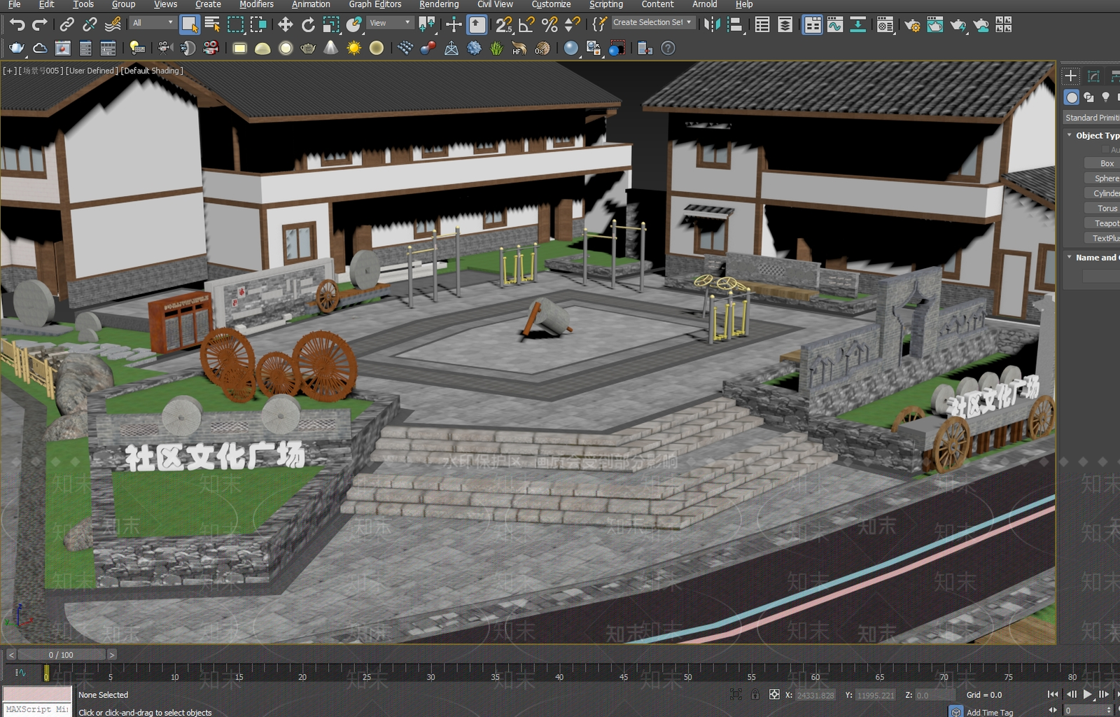 现代社区文化广场美丽乡村广场景观3D模型下载【ID:1194350043】