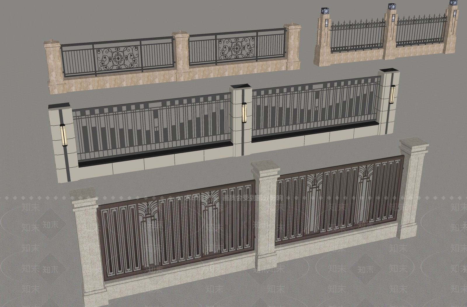 欧式法式围栏护栏SU模型下载【ID:1194351073】