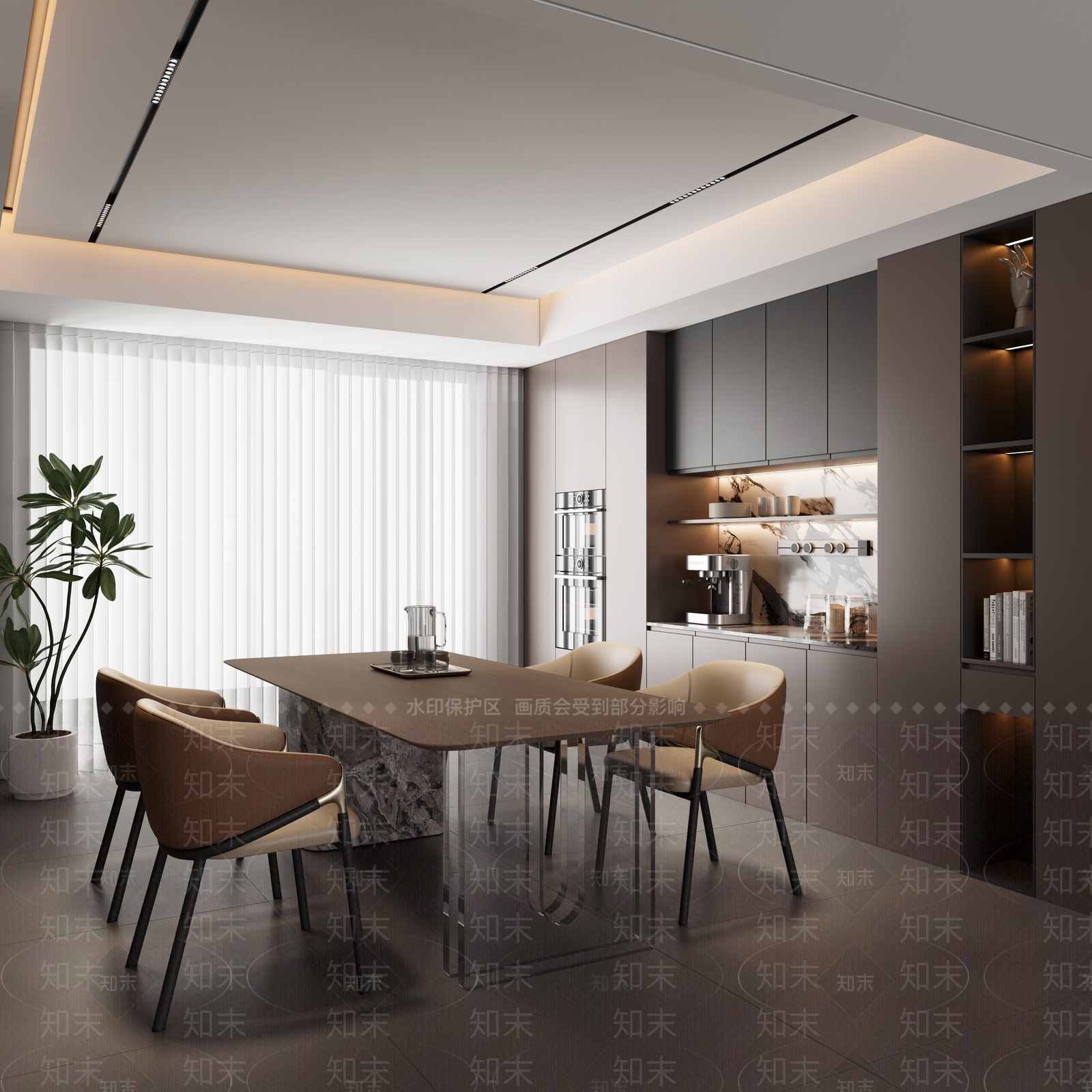 现代家居餐厅3D模型下载【ID:1194354468】_知末3d模型网