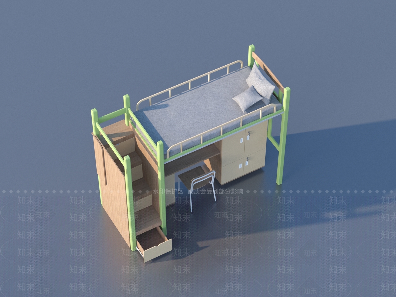 现代上下床3D模型下载【ID:1194355365】
