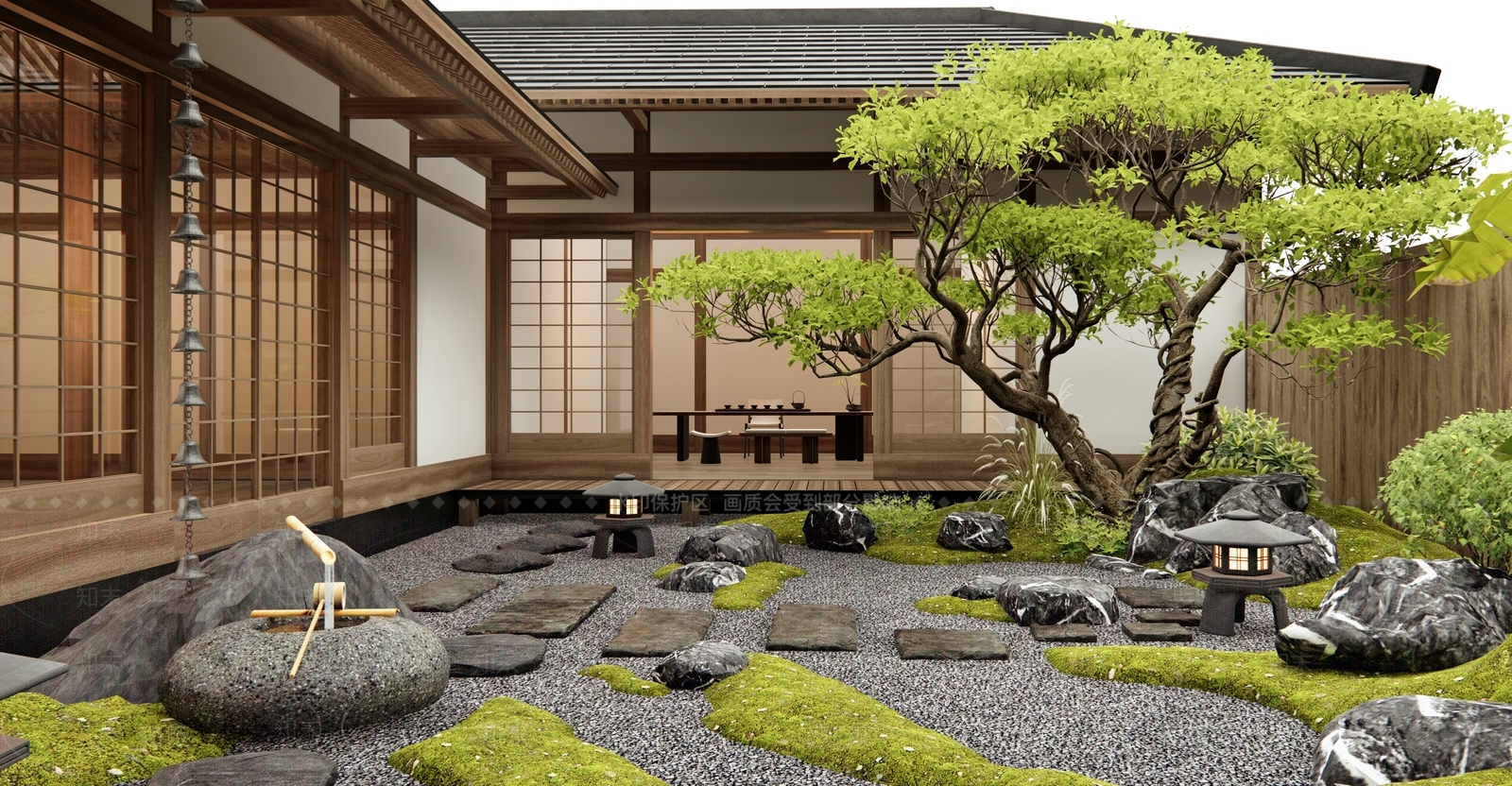 新中式庭院3D模型下载【ID:1194357559】
