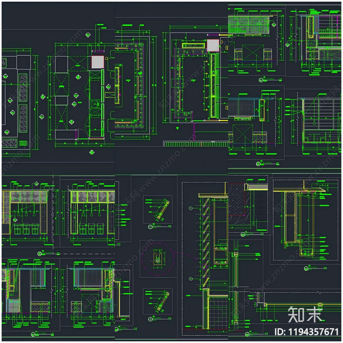 现代欧式自助餐厅cad施工图下载【ID:1194357671】