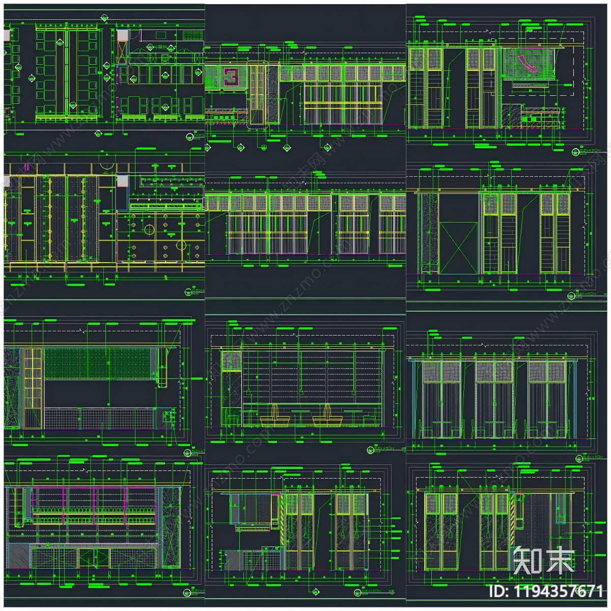 现代欧式自助餐厅cad施工图下载【ID:1194357671】