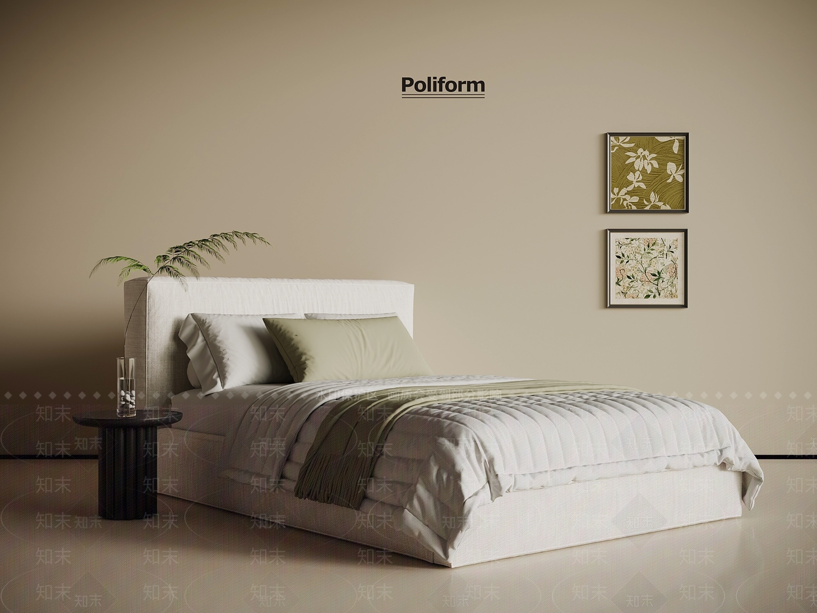 现代单人床3D模型下载【ID:1194359984】