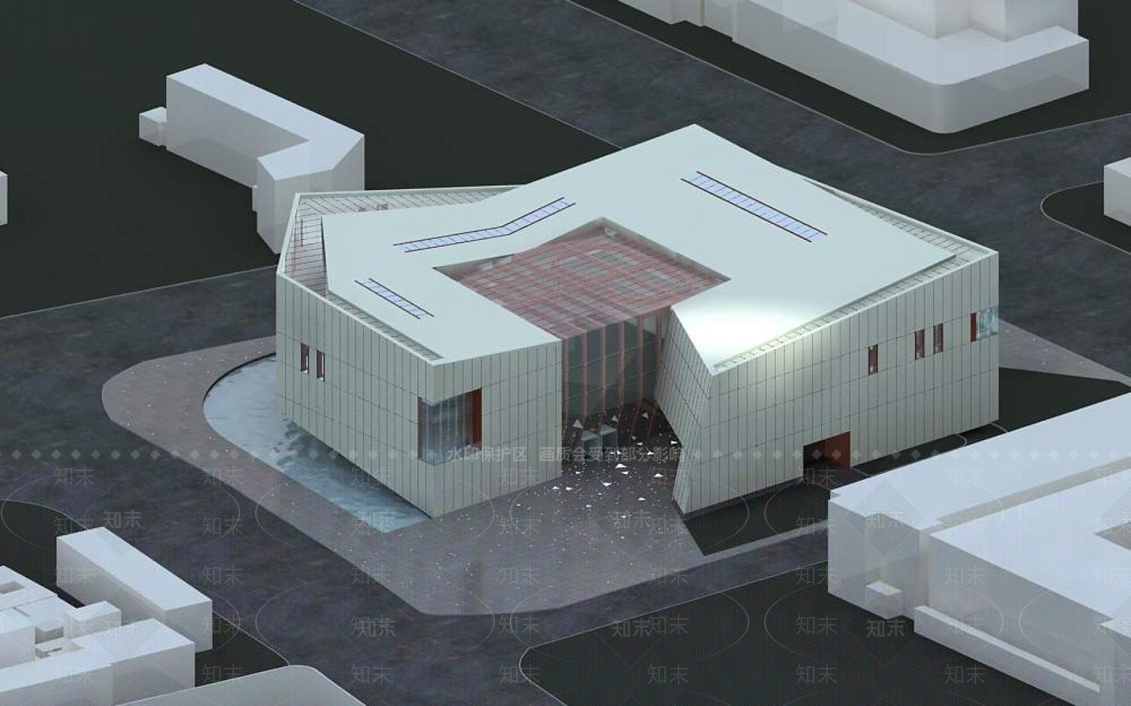 现代图书馆外观3D模型下载【ID:1194362235】
