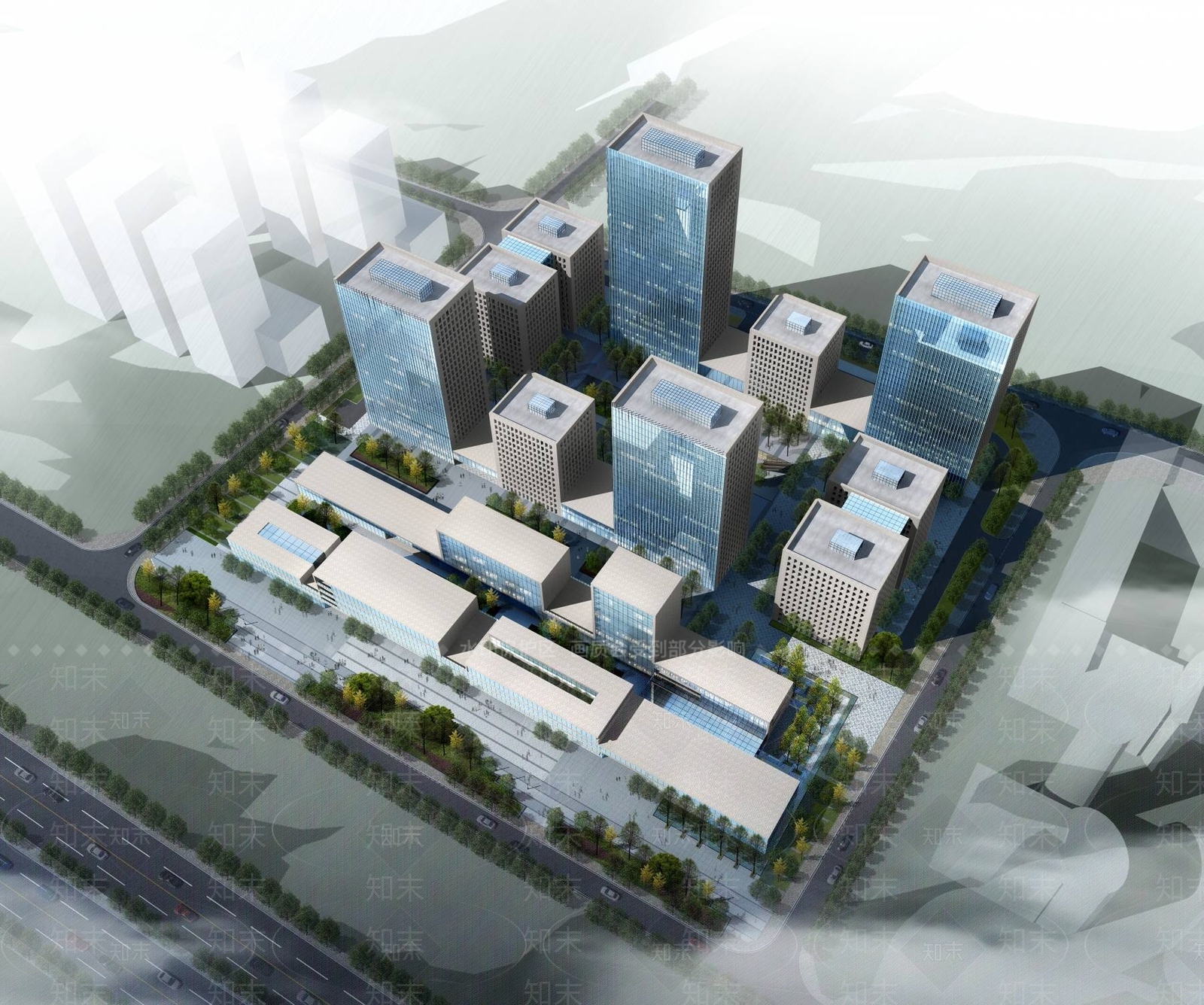 现代办公楼3D模型下载【ID:1194363214】
