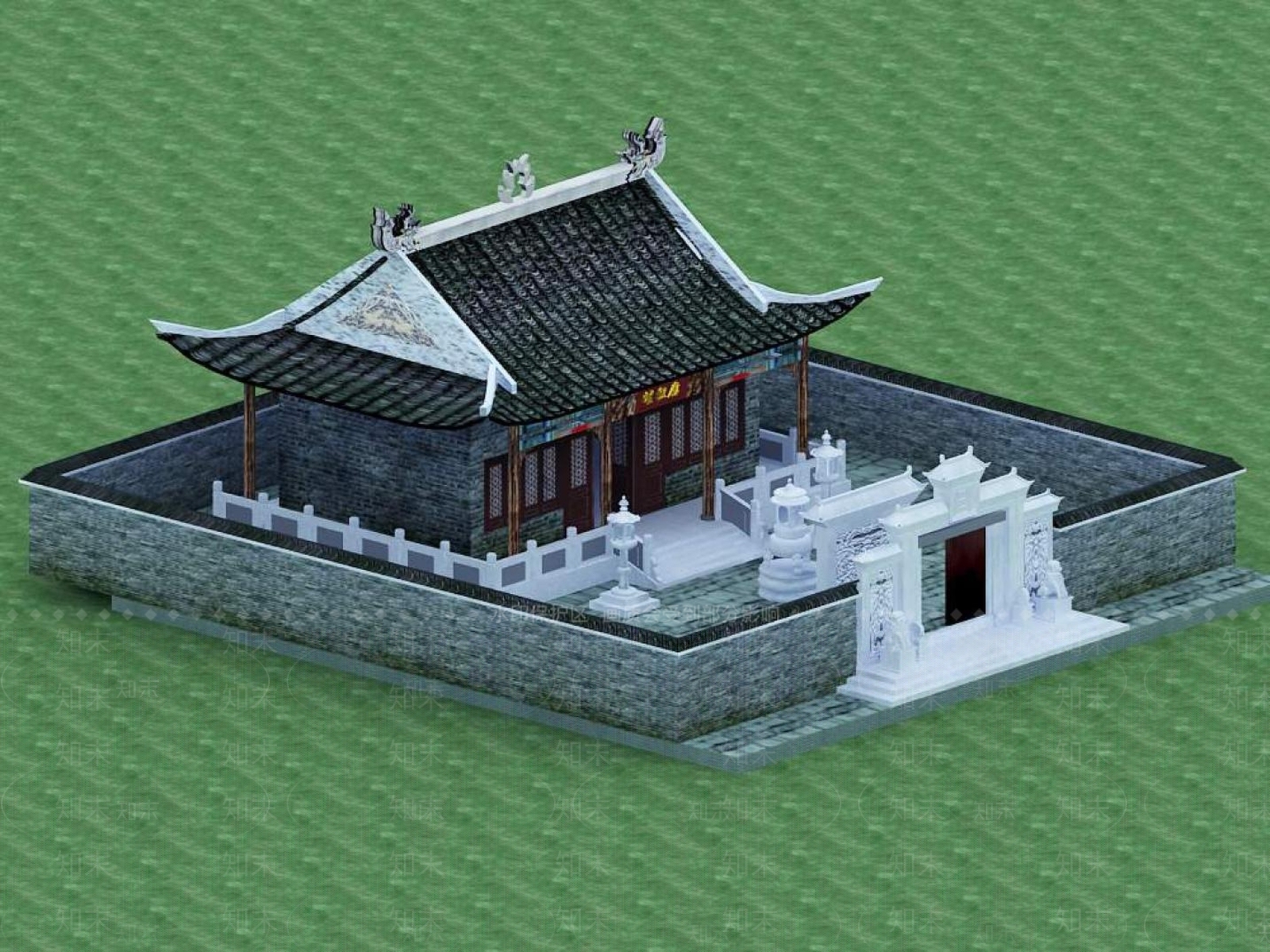 中式古建3D模型下载【ID:1194364496】