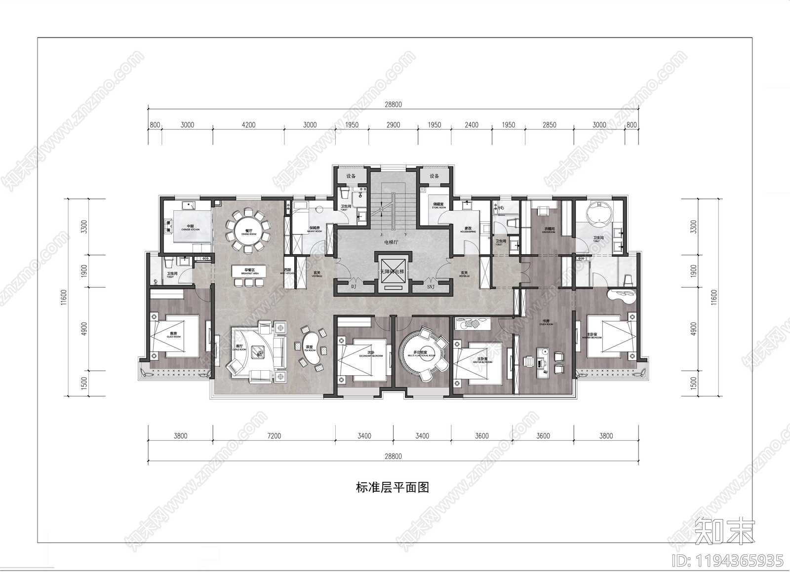 现代住宅楼建筑施工图下载【ID:1194365935】