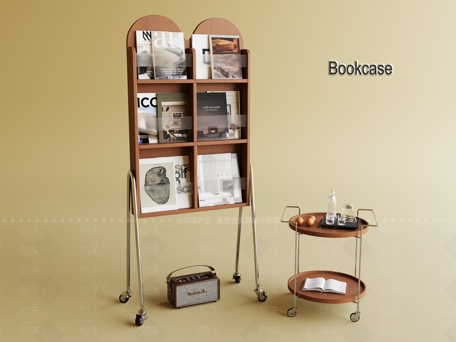现代原木书架SU模型下载【ID:1194365875】