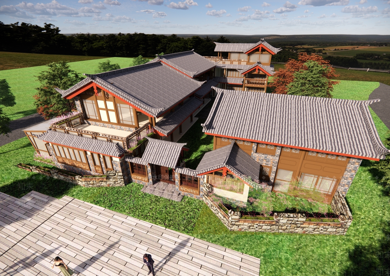 中式古建筑SU模型下载【ID:1194366066】