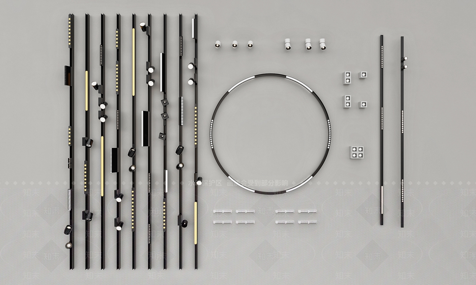 现代筒灯射灯组合3D模型下载【ID:1194366505】