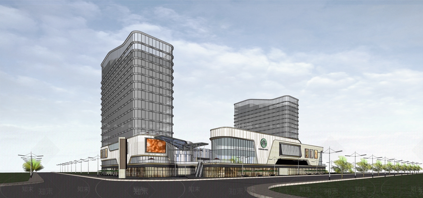 商场建筑SU模型精品下载_SketchUp模型_知末网