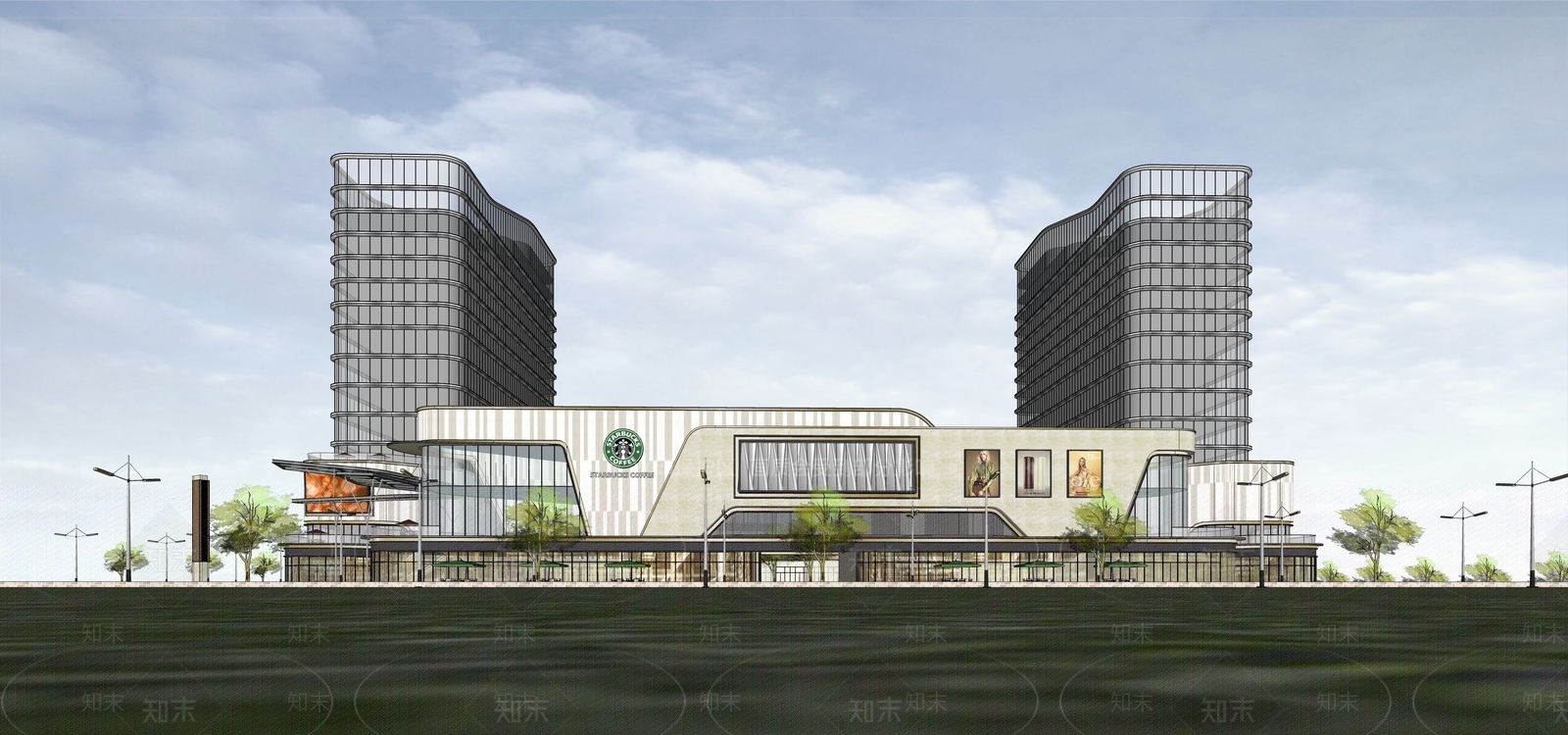 现代轻奢商场建筑SU模型下载【ID:1194366997】