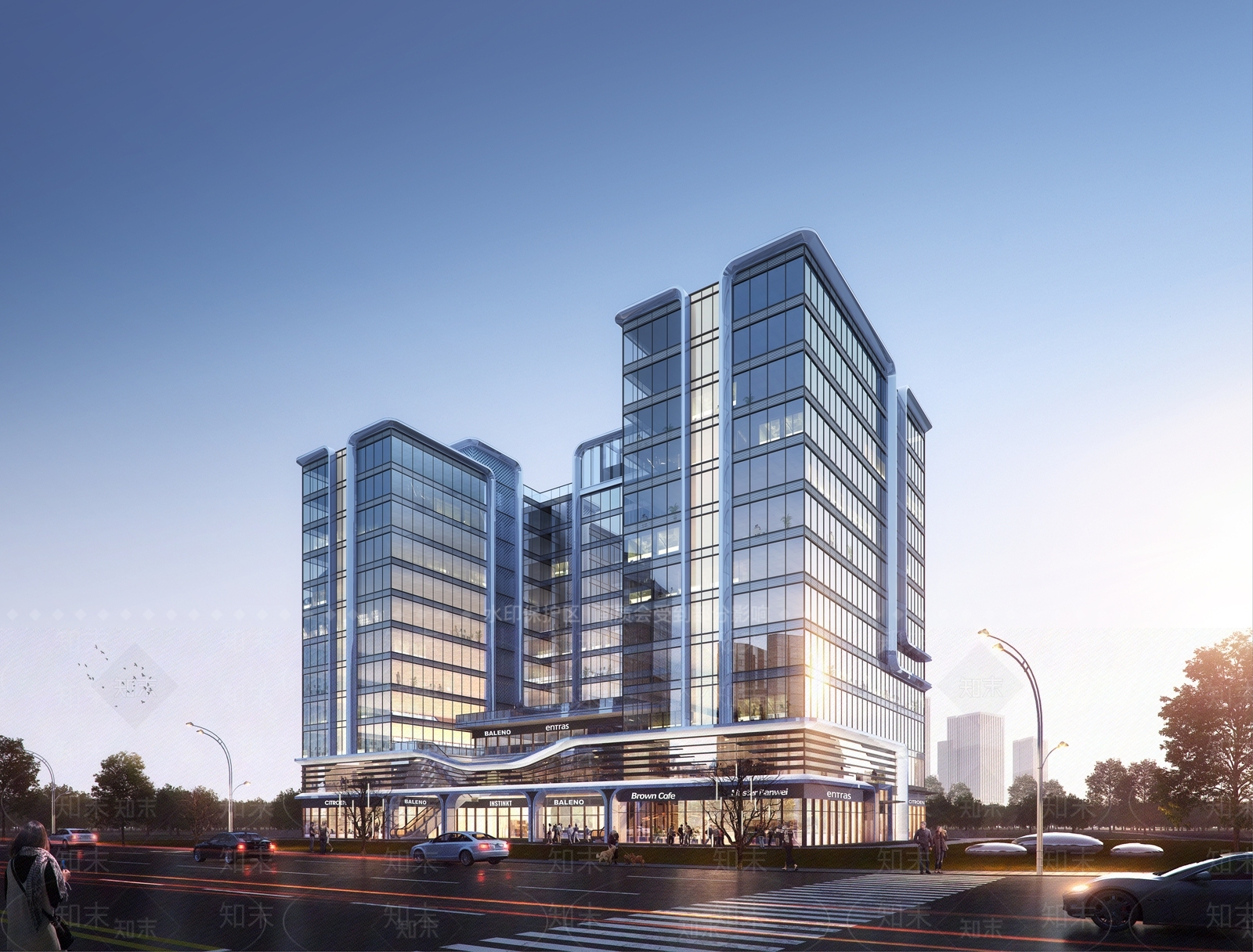 现代极简办公楼SU模型下载【ID:1194367258】