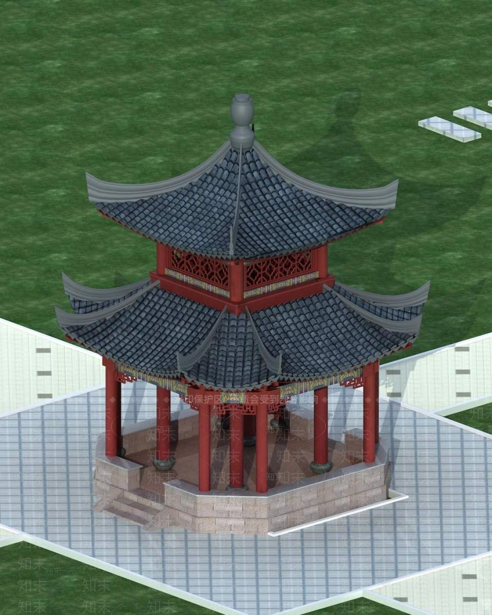 中式亭子3D模型下载【ID:1194367565】