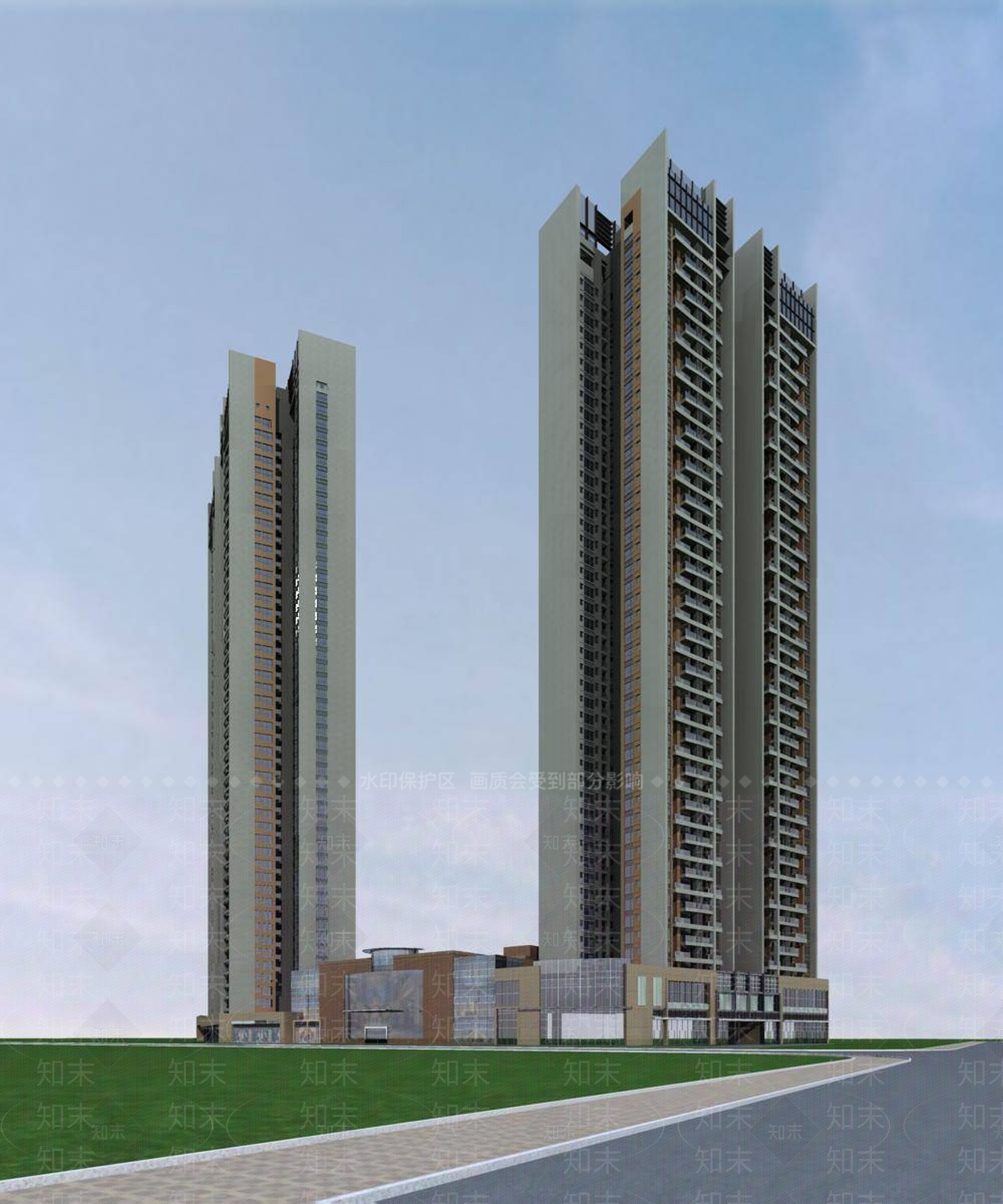现代高层住宅3D模型下载【ID:1194367764】