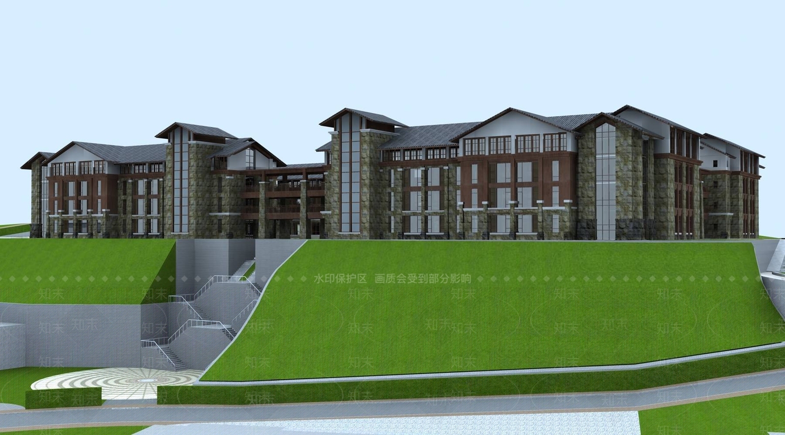 中式办公楼3D模型下载【ID:1194368526】