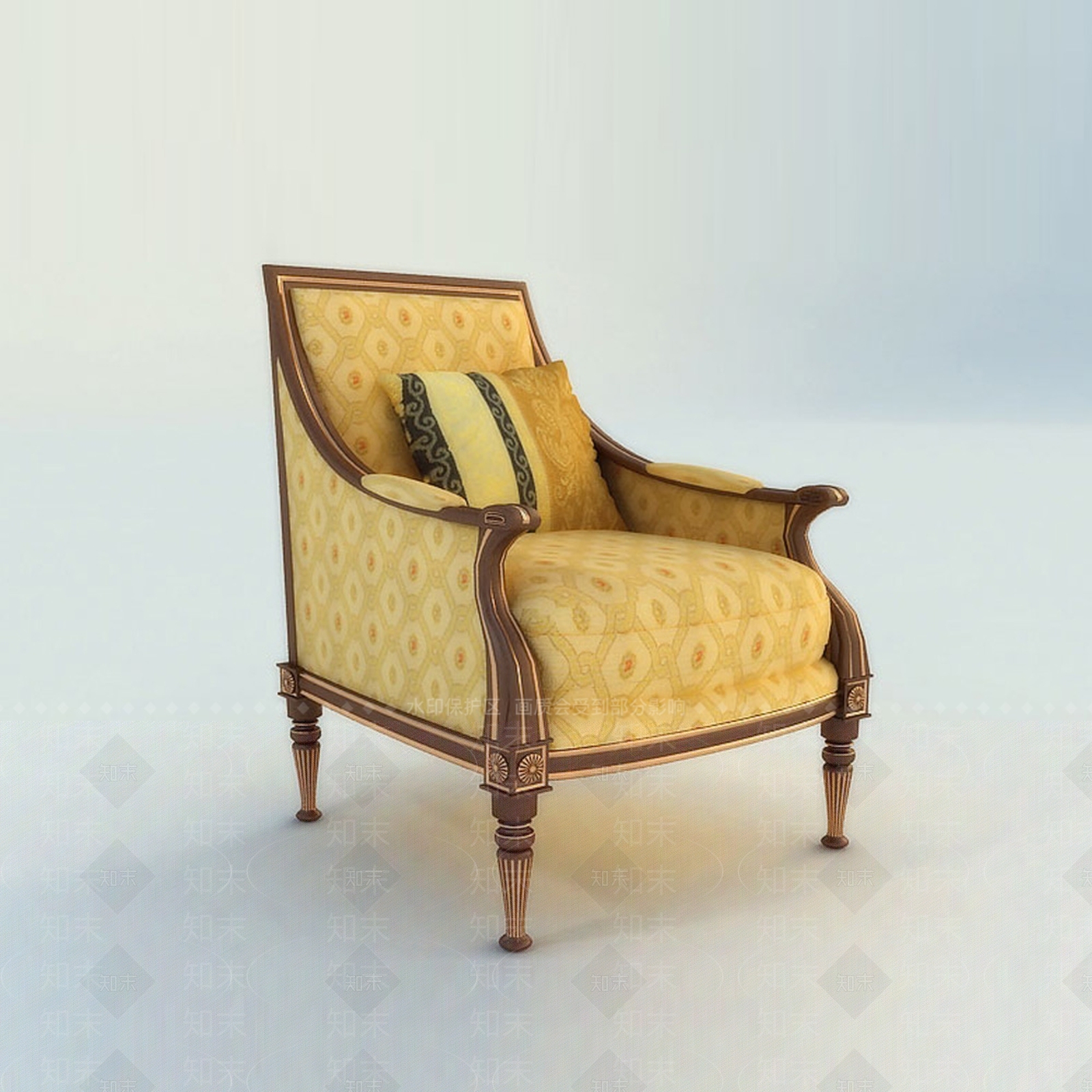 美式欧式单人沙发3D模型下载【ID:1194373600】