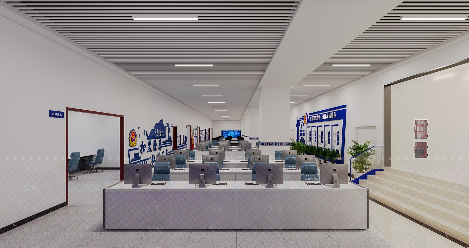 现代办公大厅3D模型下载【ID:1194378441】
