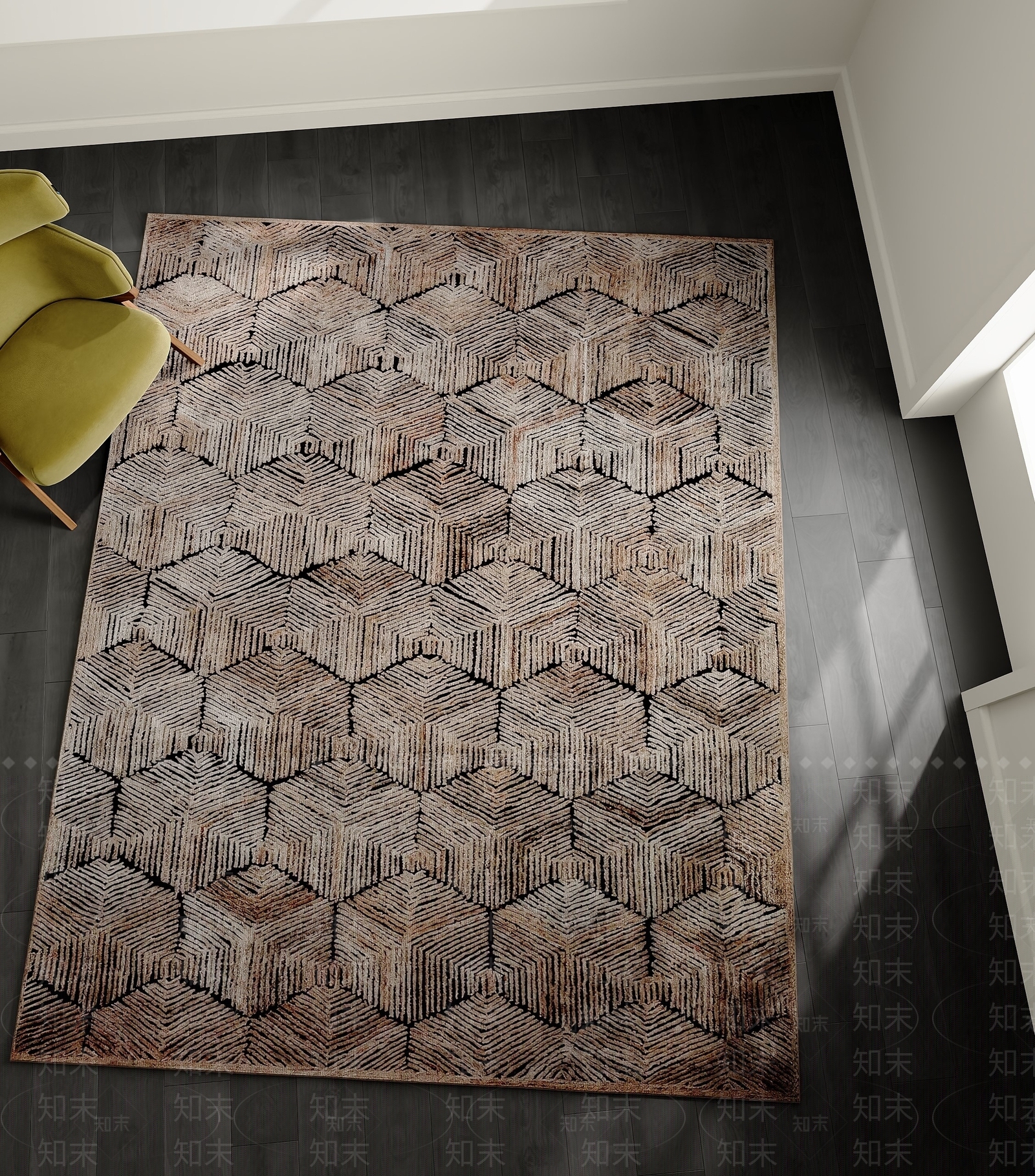 新中式中古地毯3D模型下载【ID:1194377486】