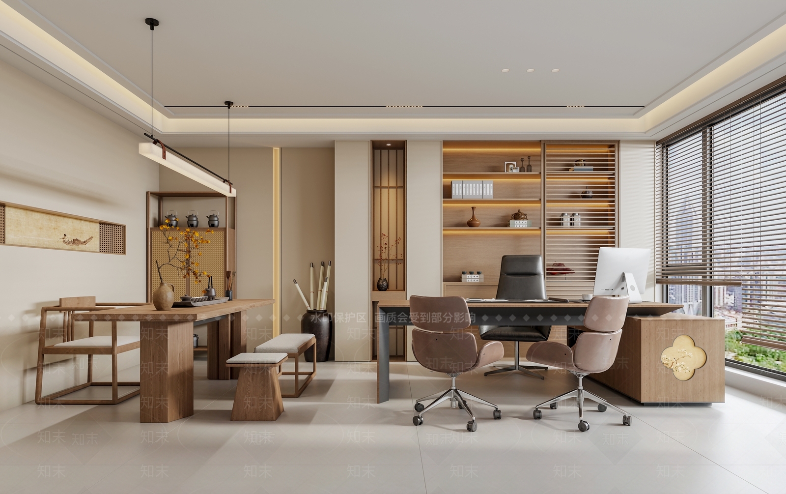 禅意新中式经理办公室SU模型下载【ID:1194380291】