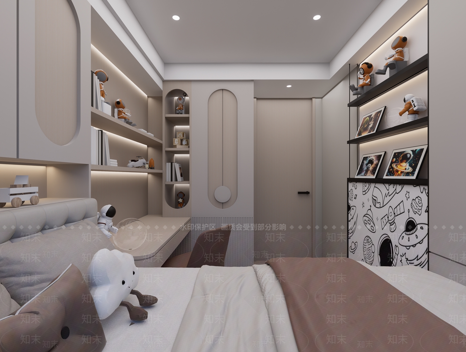 现代通用儿童房SU模型下载【ID:1194380859】