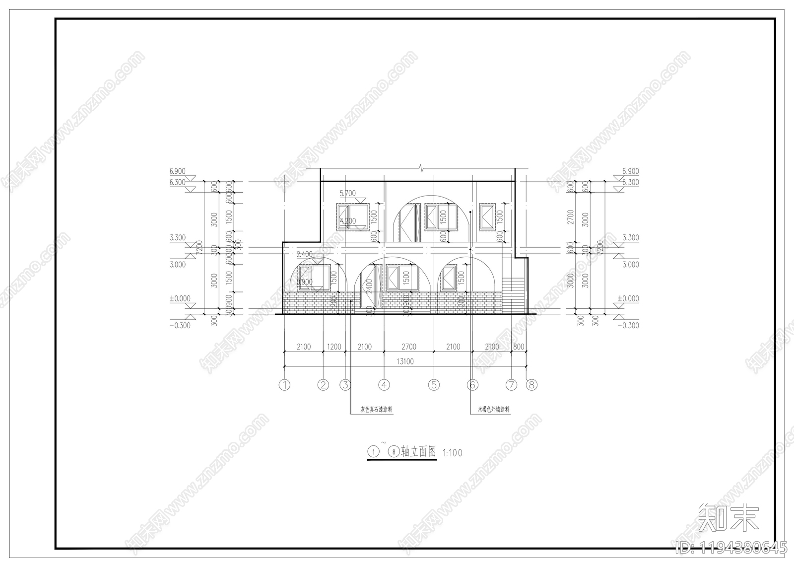 别墅建筑施工图下载【ID:1194380645】