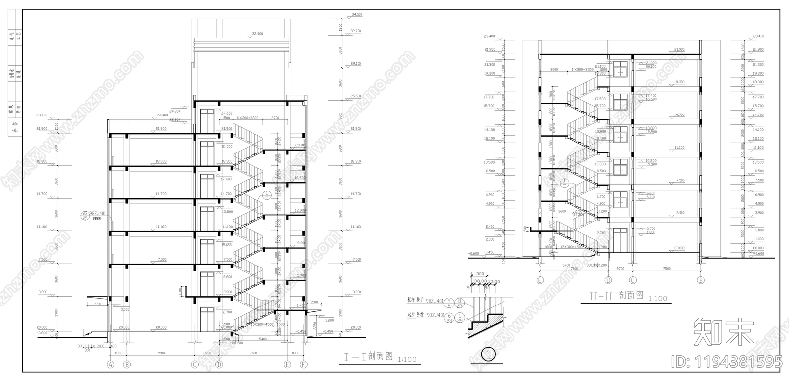 现代学校建筑cad施工图下载【ID:1194381595】