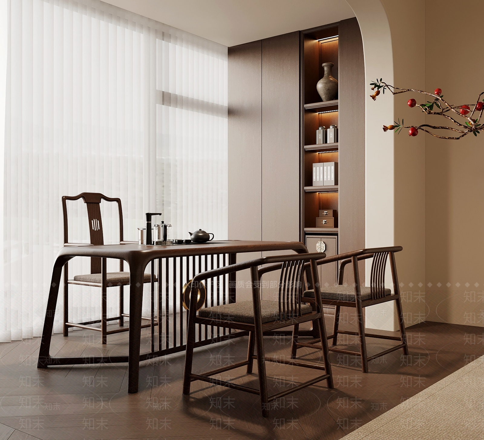 新中式茶桌椅3D模型下载【ID:1194383235】