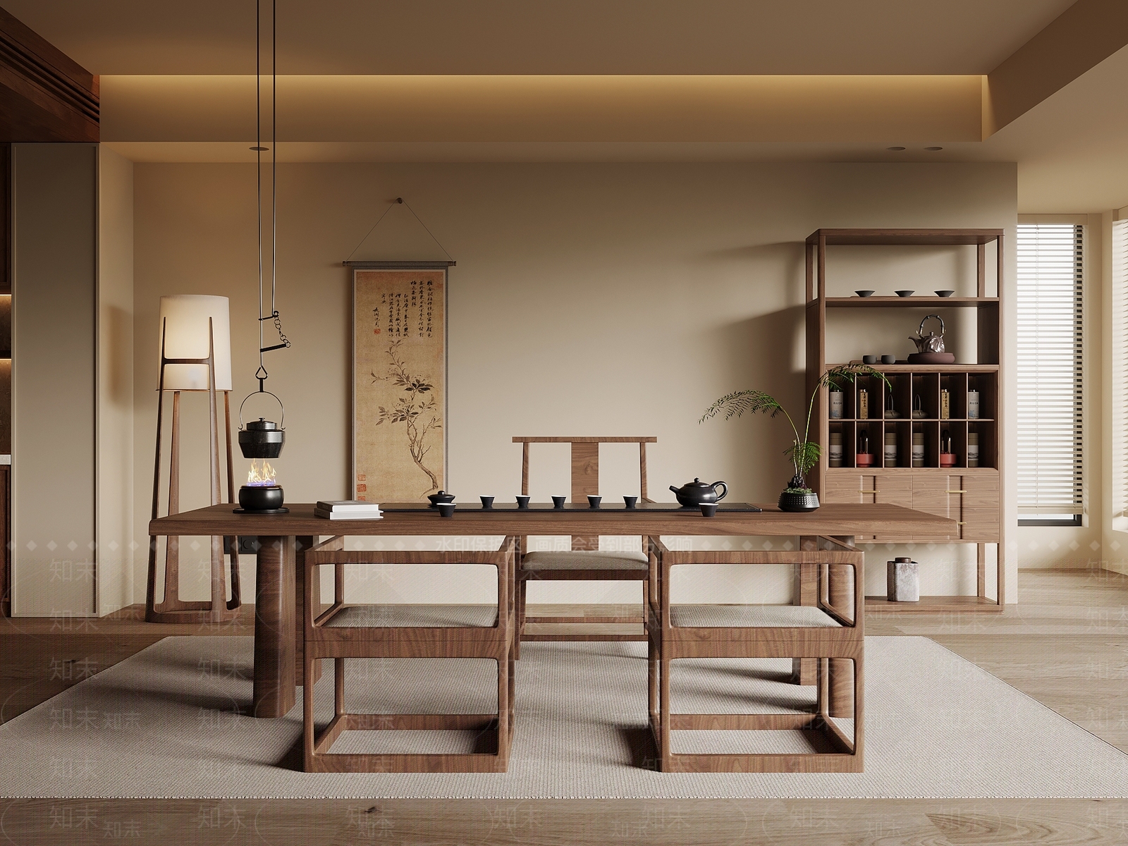 新中式茶室SU模型下载【ID:1194383821】