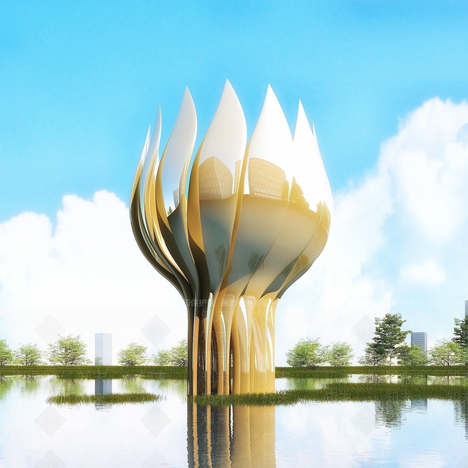 现代艺术雕塑3D模型下载【ID:1194386466】