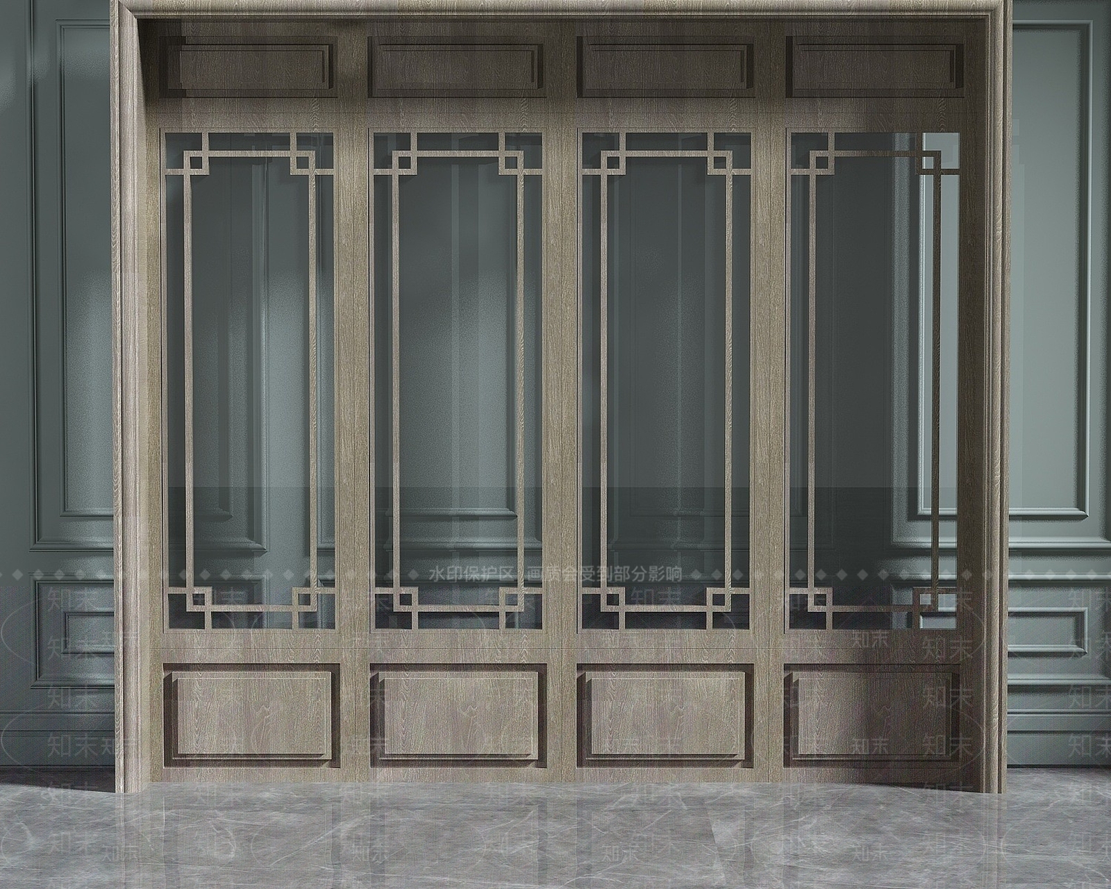 中式推拉门3D模型下载【ID:1194387074】