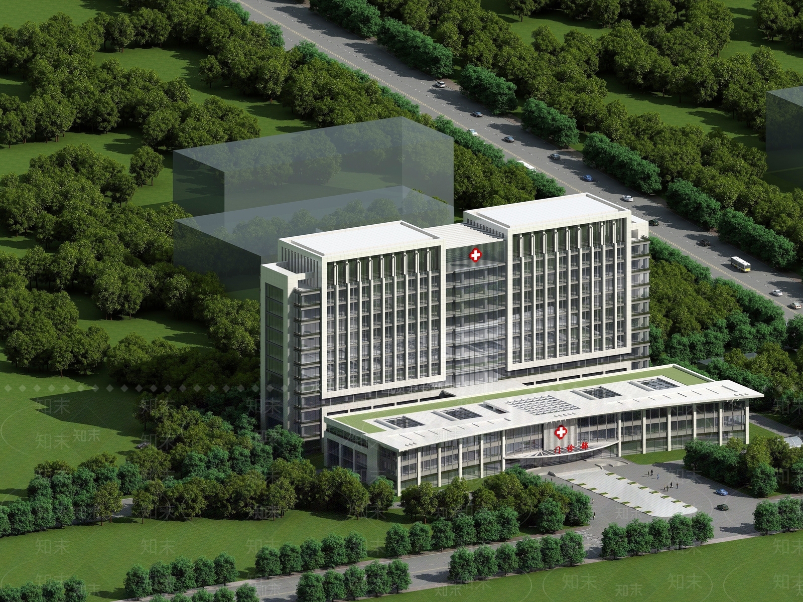 现代医院大楼3D模型下载【ID:1194387743】