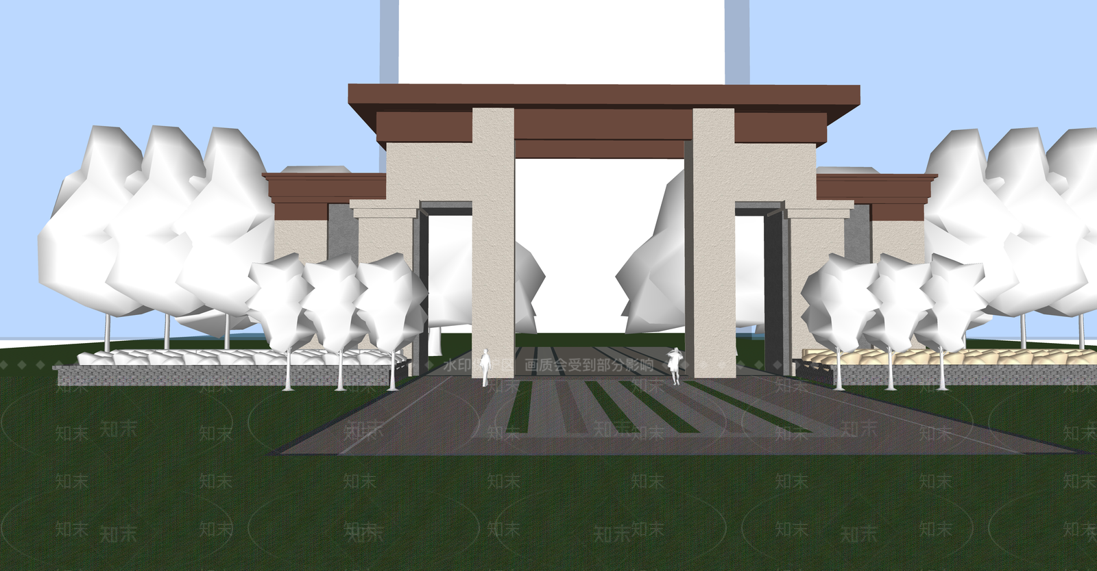 新中式小区建筑SU模型下载【ID:1194387179】